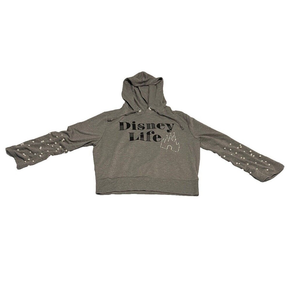 Disney Fantasyland Castle Disney Life Sweater Gray Pearls Size Womens Large